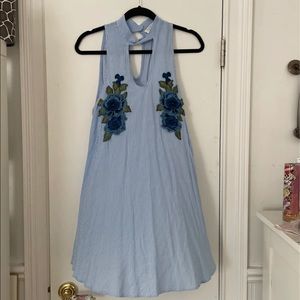Vintage Havana Blue striped dress with floral detail